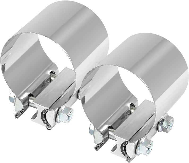 DOCAS 3 Inch 2 x Butt Joint Exhaust Band Clamp Sleeve Stainless Steel 2pcs - Image 1